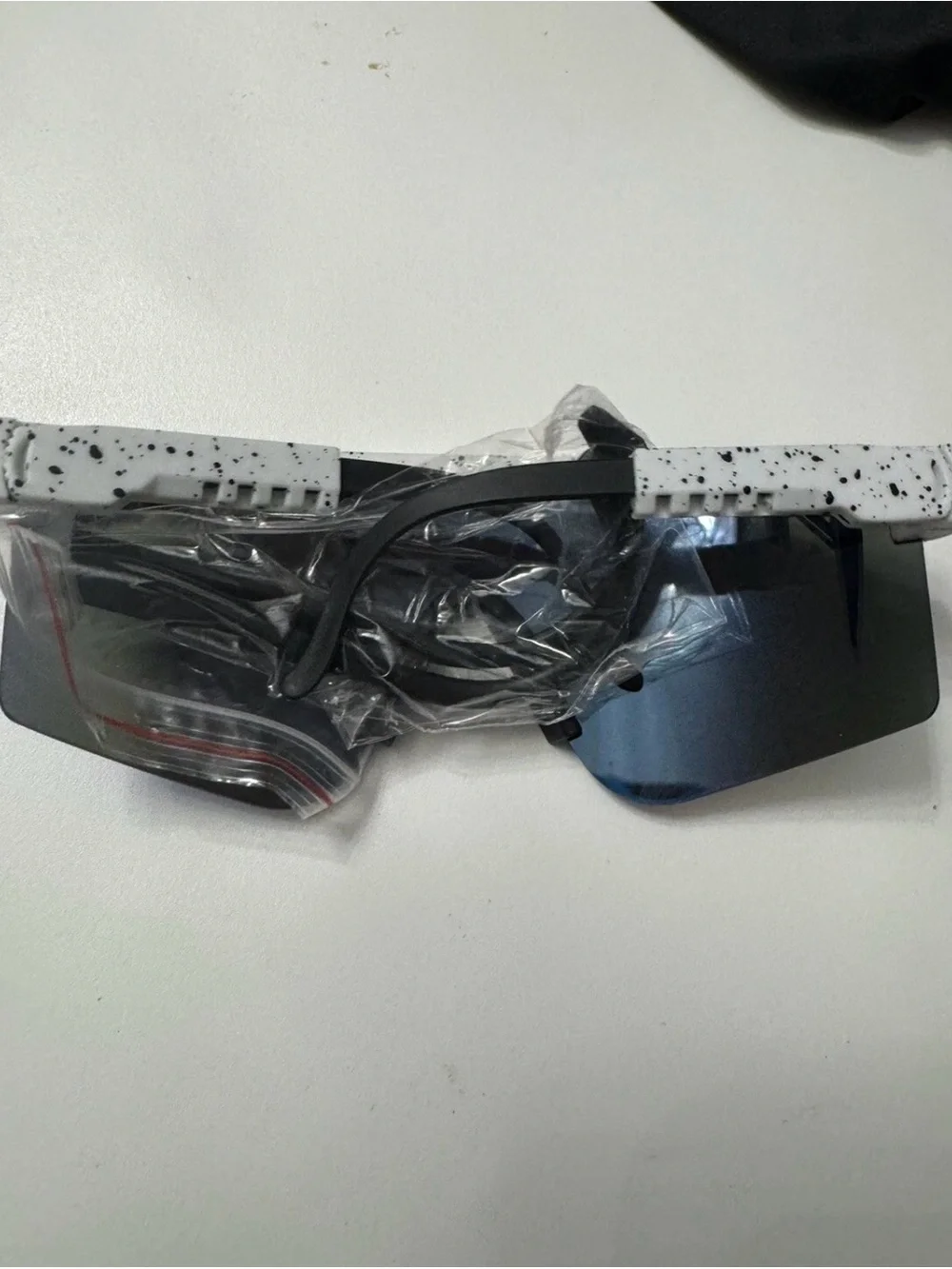 Pit Viper Blue Mirrored Shield Goggles with White Speckled Brow